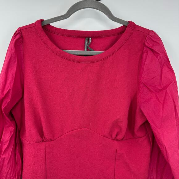 Anthropologie Y2K Babydoll Top Shirt L Pink Mixed Media Renaissance Preppy - Picture 3 of 7